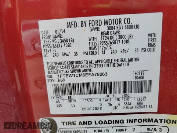 ✅ 2014 Ford F-150 XL • VIN: 1FTEW1CM6EFA78263 • Лот: 72044525. Опубликован ранее на Copart с пробегом 42 495 миль. Бесплатный доступ к архиву аукционных продаж из США и подробный отчёт об истории автомобиля на DreamBid. Изображение 13.