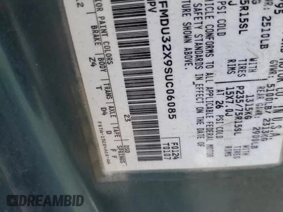 ✅ 1995 Ford Explorer Eddie Bauer • VIN: 1FMDU32X9SUC06085 • Lot: 55322785. Listed on Copart with 248,871 mi. Free auction sales archive from the USA and detailed vehicle history report at DreamBid. Image 13.