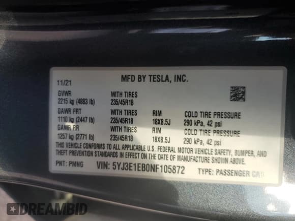 ✅ 2022 Tesla Model 3 Long Range • VIN: 5YJ3E1EB0NF105872 • Lot: 84214625. Wystawiony na Copart z przebiegiem 26 174 mil. Bezpłatny archiwum sprzedaży aukcyjnych z USA i szczegółowy raport historii pojazdu na DreamBid. Zdjęcie 12.