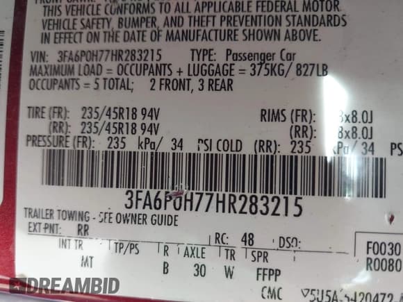 ✅ 2017 Ford Fusion SE • VIN: 3FA6P0H77HR283215 • Lot: 43703239. Wystawiony na IAAI z przebiegiem 154 850 mil. Bezpłatny archiwum sprzedaży aukcyjnych z USA i szczegółowy raport historii pojazdu na DreamBid. Zdjęcie 9.