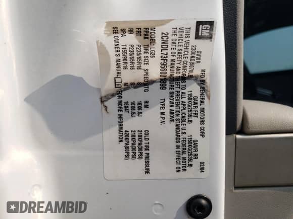 2005 Chevrolet Equinox LT с VIN 2CNDL73F956001899, выставлен на аукционе Copart как лот 70558024 с пробегом 108 164 миль миль и Списание • Salvage title. История ставок и продаж доступна на DreamBid. Изображение 13.