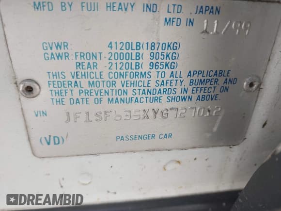 ✅ 2000 Subaru Forester L • VIN: JF1SF635XYG727012 • Lot: 43794854. Wystawiony na IAAI z przebiegiem 166 062 mil. Bezpłatny archiwum sprzedaży aukcyjnych z USA i szczegółowy raport historii pojazdu na DreamBid. Zdjęcie 9.