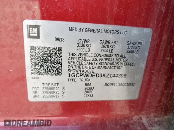 ✅ 2019 Chevrolet Silverado 1500 RST • VIN: 1GCPWDED3KZ144396 • Lot: 55790415. Listed on Copart with 121,196 mi. Free auction sales archive from the USA and detailed vehicle history report at DreamBid. Image 12.