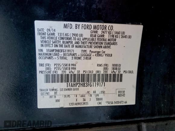 ✅ 2015 Ford Taurus SEL • VIN: 1FAHP2H83FG119171 • Lot: 96478285. Wystawiony na Copart z przebiegiem 276 789 mil. Bezpłatny archiwum sprzedaży aukcyjnych z USA i szczegółowy raport historii pojazdu na DreamBid. Zdjęcie 12.