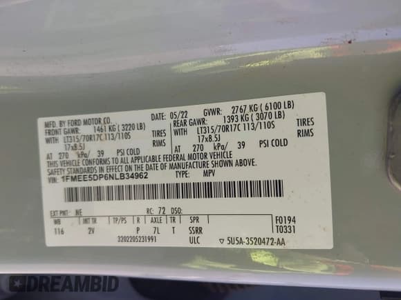 ✅ 2022 Ford Bronco • VIN: 1FMEE5DP6NLB34962 • Lot: 42432037. Wystawiony na IAAI z przebiegiem 101 044 mil. Bezpłatny archiwum sprzedaży aukcyjnych z USA i szczegółowy raport historii pojazdu na DreamBid. Zdjęcie 9.