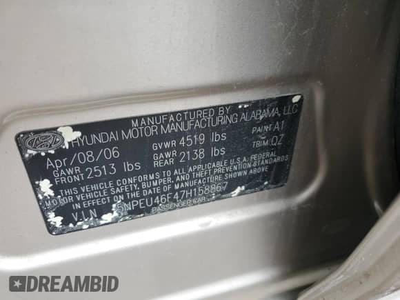 ✅ 2007 Hyundai Sonata SE • VIN: 5NPEU46F47H158867 • Лот: 82778715. Размещён на Copart с пробегом 228 147 миль миль. Получите бесплатный доступ к архиву аукционных продаж из США и посмотрите подробный отчёт об истории автомобиля на DreamBid. Изображение 12.