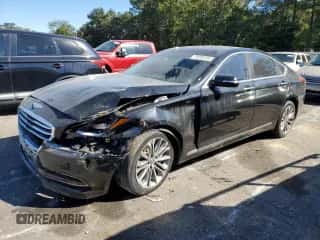 2015 Hyundai Genesis 3.8L with VIN KMHGN4JE7FU019384, listed as a Copart auction lot 75303704 with 141,284 mi miles and Salvage title. Bid and sale history available at DreamBid. Image 1.