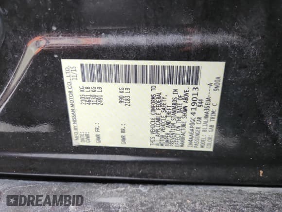 ✅ 2016 Nissan Maxima Platinum • VIN: 1N4AA6AP0GC419013 • Лот: 90422635. Опубликован ранее на Copart с пробегом 129 245 миль. Бесплатный доступ к архиву аукционных продаж из США и подробный отчёт об истории автомобиля на DreamBid. Изображение 13.