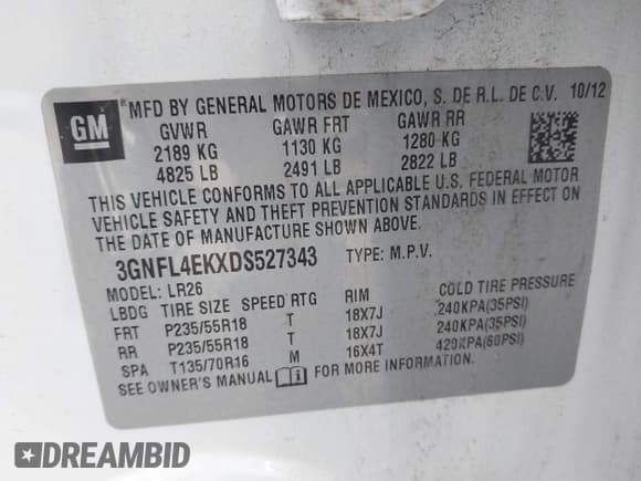 ✅ 2013 Chevrolet Captiva Sport LTZ • VIN: 3GNFL4EKXDS527343 • Lot: 41630956. Wystawiony na IAAI z przebiegiem 140 834 mil. Bezpłatny archiwum sprzedaży aukcyjnych z USA i szczegółowy raport historii pojazdu na DreamBid. Zdjęcie 9.