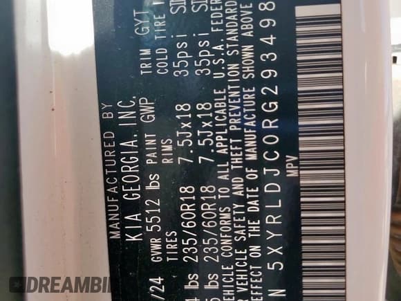 ✅ 2024 Kia Sorento S • VIN: 5XYRLDJC0RG293498 • Лот: 70186225. Опубликован ранее на Copart с пробегом 10 989 миль. Бесплатный доступ к архиву аукционных продаж из США и подробный отчёт об истории автомобиля на DreamBid. Изображение 13.