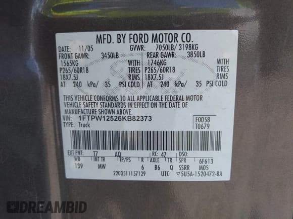 ✅ 2006 Ford F-150 XLT • VIN: 1FTPW12526KB82373 • Lot: 42918840. Wystawiony na IAAI z przebiegiem Nie podano. Bezpłatny archiwum sprzedaży aukcyjnych z USA i szczegółowy raport historii pojazdu na DreamBid. Zdjęcie 9.