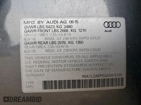 ✅ 2016 Audi Q5 Premium Plus • VIN: WA1L2AFP5GA053339 • Lot: 58703355. Wystawiony na Copart z przebiegiem 69 429 mil. Bezpłatny archiwum sprzedaży aukcyjnych z USA i szczegółowy raport historii pojazdu na DreamBid. Zdjęcie 12.