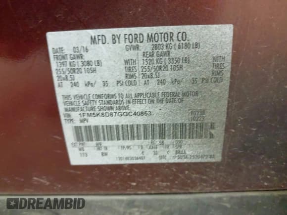 ✅ 2016 Ford Explorer XLT • VIN: 1FM5K8D87GGC40853 • Lot: 43435678. Wystawiony na IAAI z przebiegiem 176 949 mil. Bezpłatny archiwum sprzedaży aukcyjnych z USA i szczegółowy raport historii pojazdu na DreamBid. Zdjęcie 9.