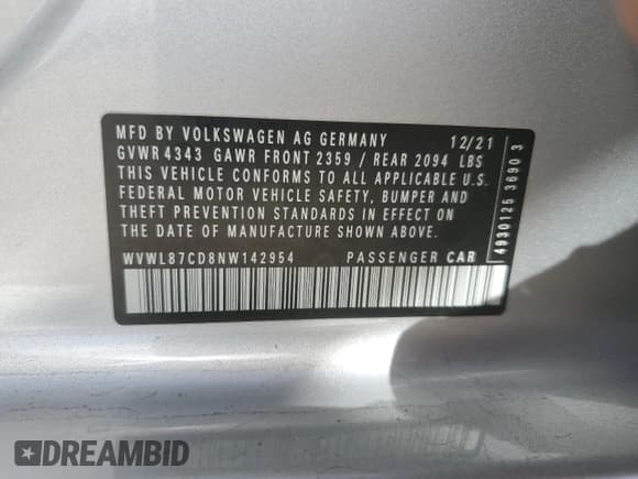 ✅ 2022 Volkswagen Golf GTI SE • VIN: WVWL87CD8NW142954 • Lot: 47243685. Wystawiony na Copart z przebiegiem 25 103 mil. Bezpłatny archiwum sprzedaży aukcyjnych z USA i szczegółowy raport historii pojazdu na DreamBid. Zdjęcie 13.