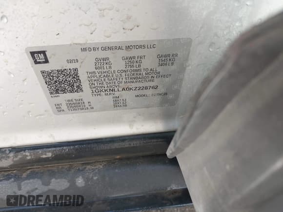 ✅ 2019 GMC Acadia SLE • VIN: 1GKKNLLA0KZ228762 • Лот: 43606523. Опубликован ранее на IAAI с пробегом 147 077 миль. Бесплатный доступ к архиву аукционных продаж из США и подробный отчёт об истории автомобиля на DreamBid. Изображение 9.