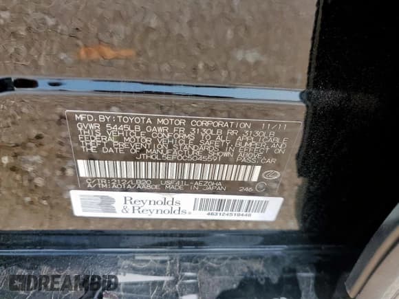 ✅ 2012 Lexus LS 460 L • VIN: JTHGL5EF0C5045591 • Lot: 59752355. Wystawiony na Copart z przebiegiem 237 294 mil. Bezpłatny archiwum sprzedaży aukcyjnych z USA i szczegółowy raport historii pojazdu na DreamBid. Zdjęcie 12.