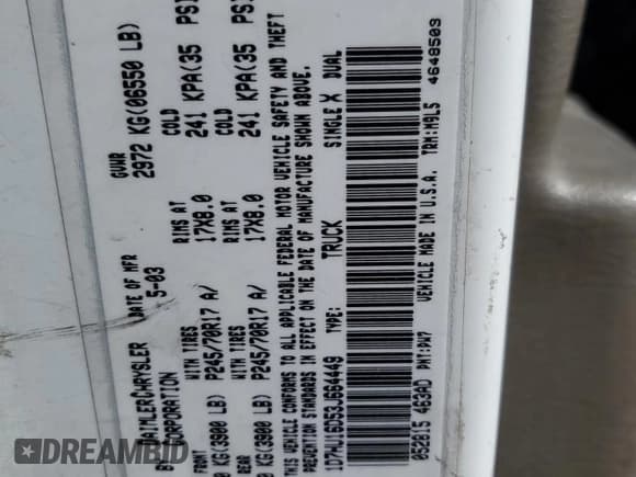 ✅ 2003 Dodge 1500 ST • VIN: 1D7HU16D53J664449 • Лот: 46534795. Опубликован ранее на Copart с пробегом 190 477 миль. Бесплатный доступ к архиву аукционных продаж из США и подробный отчёт об истории автомобиля на DreamBid. Изображение 14.