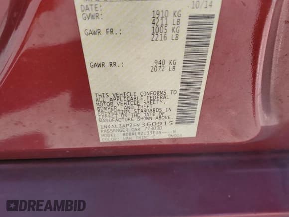 ✅ 2015 Nissan Altima SL • VIN: 1N4AL3AP2FN360915 • Lot: 89447515. Wystawiony na Copart z przebiegiem 175 984 mil. Bezpłatny archiwum sprzedaży aukcyjnych z USA i szczegółowy raport historii pojazdu na DreamBid. Zdjęcie 12.