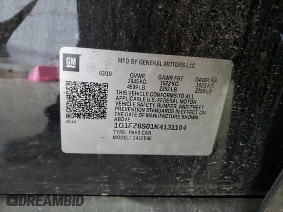 ✅ 2019 Chevrolet Bolt EV Premier • VIN: 1G1FZ6S01K4131104 • Lot: 60405625. Listed on Copart with 32,487 mi. Free auction sales archive from the USA and detailed vehicle history report at DreamBid. Image 12.