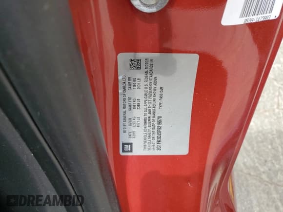 ✅ 2015 Chevrolet Camaro SS • VIN: 2G1FK3DJ5F9219570 • Lot: 63037185. Listed on Copart with 108,881 mi. Free auction sales archive from the USA and detailed vehicle history report at DreamBid. Image 12.