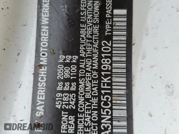 ✅ 2015 BMW 4 Series 428i xDrive • VIN: WBA3N5C51FK198102 • Lot: 59048585. Listed on Copart with 141,601 mi. Free auction sales archive from the USA and detailed vehicle history report at DreamBid. Image 12.