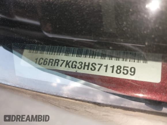 ✅ 2017 Ram 1500 Tradesman • VIN: 1C6RR7KG3HS711859 • Lot: 43408708. Listed on IAAI with 111,365 mi. Free auction sales archive from the USA and detailed vehicle history report at DreamBid. Image 9.