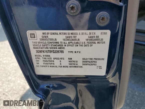 ✅ 2000 Chevrolet Suburban LS • VIN: 3GNFK16T8YG226765 • Лот: 60441455. Опубликован ранее на Copart с пробегом 211 754 миль. Бесплатный доступ к архиву аукционных продаж из США и подробный отчёт об истории автомобиля на DreamBid. Изображение 13.