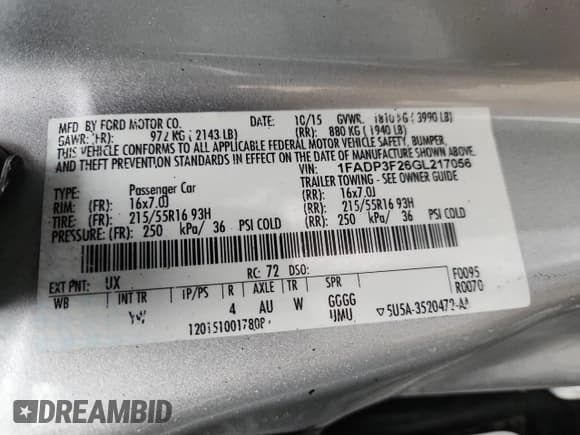 ✅ 2016 Ford Focus SE • VIN: 1FADP3F26GL217056 • Lot: 89832765. Listed on Copart with 85,707 mi. Free auction sales archive from the USA and detailed vehicle history report at DreamBid. Image 12.