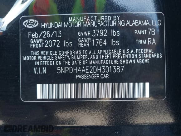 ✅ 2013 Hyundai Elantra GLS • VIN: 5NPDH4AE2DH301387 • Lot: 43471149. Listed on IAAI with 137,319 mi. Free auction sales archive from the USA and detailed vehicle history report at DreamBid. Image 9.