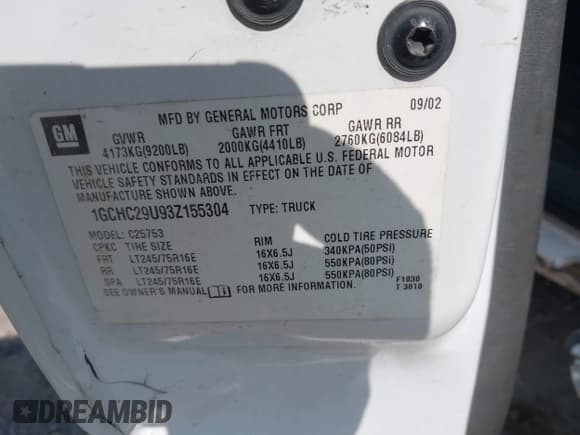 ✅ 2003 Chevrolet Silverado 2500HD LS • VIN: 1GCHC29U93Z155304 • Лот: 43158969. Опубликован ранее на IAAI с пробегом Не указан. Бесплатный доступ к архиву аукционных продаж из США и подробный отчёт об истории автомобиля на DreamBid. Изображение 9.