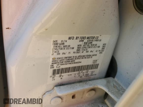 ✅ 2014 Ford F-350 XLT • VIN: 1FT8W3DT6EEB45254 • Lot: 50054995. Listed on Copart with 173,804 mi. Free auction sales archive from the USA and detailed vehicle history report at DreamBid. Image 12.