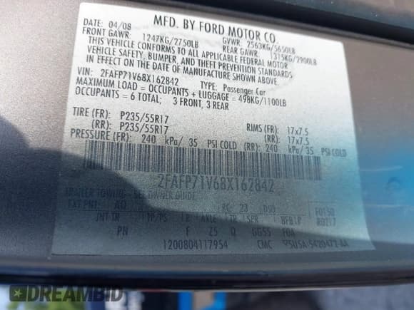 ✅ 2008 Ford Police Interceptor • VIN: 2FAFP71V68X162842 • Lot: 42731515. Listed on IAAI with 104,960 mi. Free auction sales archive from the USA and detailed vehicle history report at DreamBid. Image 9.