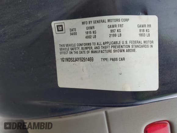 ✅ 2000 Chevrolet Malibu • VIN: 1G1ND52J4Y6291469 • Lot: 43268089. Listed on IAAI with 111,984 mi. Free auction sales archive from the USA and detailed vehicle history report at DreamBid. Image 9.