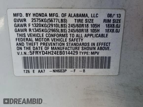 ✅ 2014 Acura MDX • VIN: 5FRYD4H24EB014429 • Лот: 55143495. Опубликован ранее на Copart с пробегом 203 528 миль. Бесплатный доступ к архиву аукционных продаж из США и подробный отчёт об истории автомобиля на DreamBid. Изображение 13.