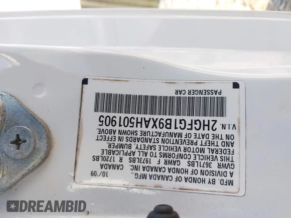 ✅ 2010 Honda Civic EX-L • VIN: 2HGFG1B9XAH501905 • Lot: 43068558. Wystawiony na IAAI z przebiegiem 212 344 mil. Bezpłatny archiwum sprzedaży aukcyjnych z USA i szczegółowy raport historii pojazdu na DreamBid. Zdjęcie 9.