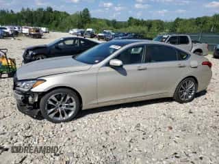 2015 Hyundai Genesis 5.0L z VIN KMHGN4JFXFU034664, wystawiony jako Copart lot #61185304 z przebiegiem 70 988 mil mil oraz Szkoda całkowita • Salvage title. Historia ofert i sprzedaży dostępna na DreamBid. Obrazek 1.