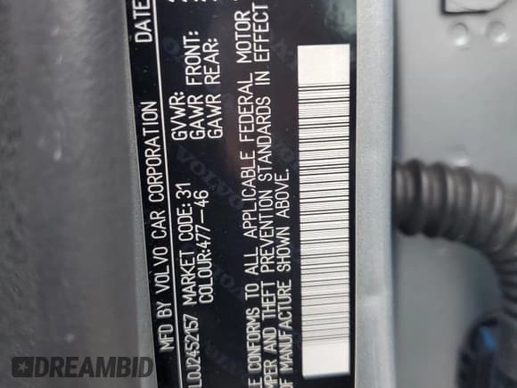 ✅ 2018 Volvo S60 Dynamic • VIN: YV126MFL0J2452157 • Lot: 84941995. Listed on Copart with 106,560 mi. Free auction sales archive from the USA and detailed vehicle history report at DreamBid. Image 12.