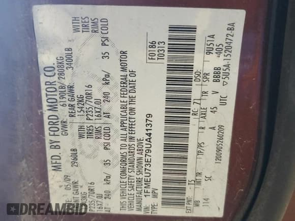 ✅ 2009 Ford Explorer XLT • VIN: 1FMEU73E79UA41379 • Lot: 53793265. Wystawiony na Copart z przebiegiem 192 551 mil. Bezpłatny archiwum sprzedaży aukcyjnych z USA i szczegółowy raport historii pojazdu na DreamBid. Zdjęcie 12.