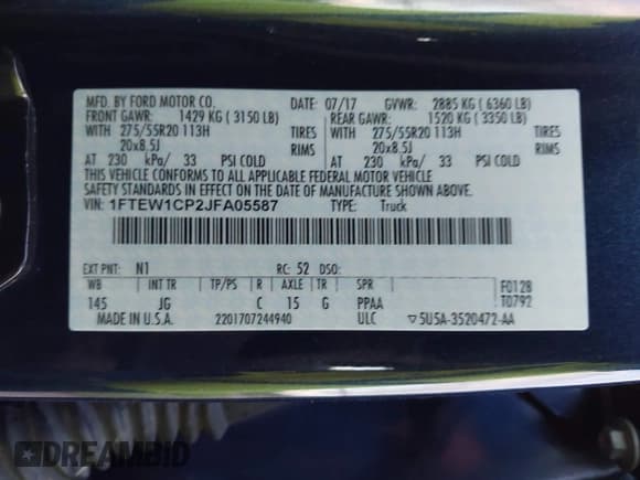 ✅ 2018 Ford F-150 XL • VIN: 1FTEW1CP2JFA05587 • Lot: 43235830. Listed on IAAI with 50,978 mi. Free auction sales archive from the USA and detailed vehicle history report at DreamBid. Image 9.