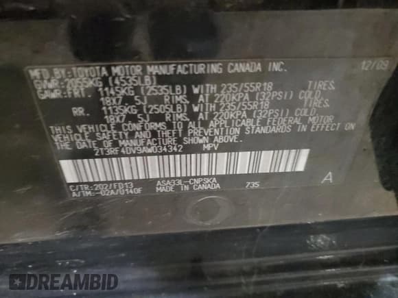 ✅ 2010 Toyota RAV4 Sport • VIN: 2T3RF4DV9AW034342 • Лот: 58800125. Опубликован ранее на Copart с пробегом 158 116 миль. Бесплатный доступ к архиву аукционных продаж из США и подробный отчёт об истории автомобиля на DreamBid. Изображение 13.