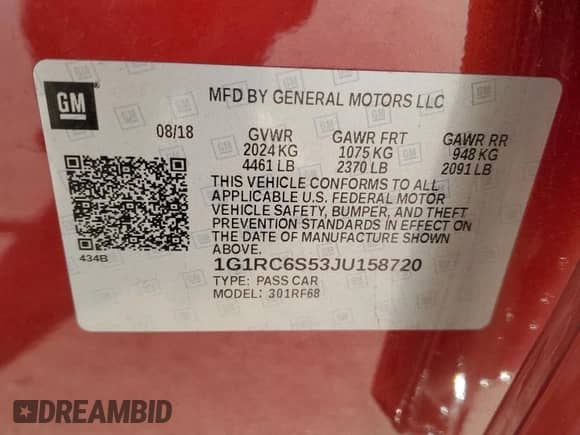 ✅ 2018 Chevrolet Volt LT • VIN: 1G1RC6S53JU158720 • Lot: 90813965. Listed on Copart with 90,736 mi. Free auction sales archive from the USA and detailed vehicle history report at DreamBid. Image 13.