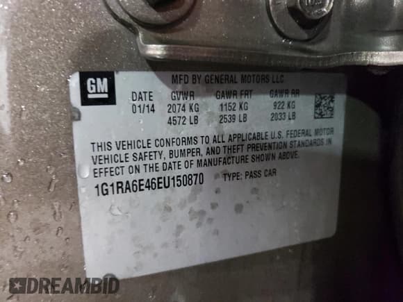 ✅ 2014 Chevrolet Volt • VIN: 1G1RA6E46EU150870 • Lot: 75623774. Wystawiony na Copart z przebiegiem 121 835 mil. Bezpłatny archiwum sprzedaży aukcyjnych z USA i szczegółowy raport historii pojazdu na DreamBid. Zdjęcie 13.