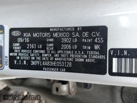 ✅ 2017 Kia Forte EX • VIN: 3KPFL4A83HE053128 • Lot: 84001925. Listed on Copart with 206,976 mi. Free auction sales archive from the USA and detailed vehicle history report at DreamBid. Image 12.