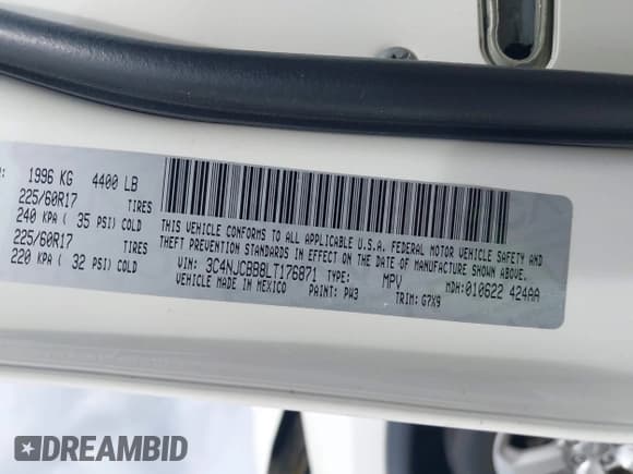 ✅ 2020 Jeep Compass Latitude • VIN: 3C4NJCBB8LT176871 • Lot: 43410483. Listed on IAAI with 32,784 mi. Free auction sales archive from the USA and detailed vehicle history report at DreamBid. Image 9.