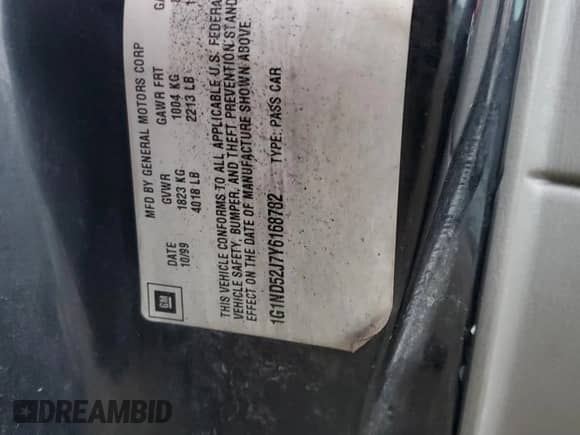 2000 Chevrolet Malibu z VIN 1G1ND52J7Y6168782, wystawiony jako Copart lot #72659824 z przebiegiem Nie podano mil oraz Szkoda całkowita • Salvage title. Historia ofert i sprzedaży dostępna na DreamBid. Obrazek 12.