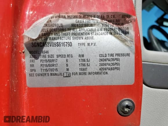 ✅ 2009 Chevrolet HHR 2LT • VIN: 3GNCA53V09S616793 • Lot: 90109285. Listed on Copart with 182,628 mi. Free auction sales archive from the USA and detailed vehicle history report at DreamBid. Image 14.