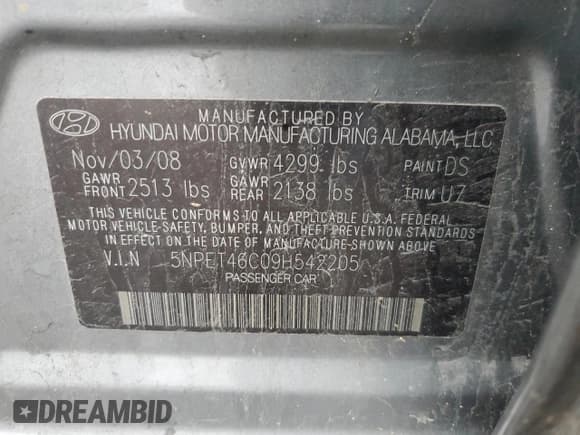 ✅ 2009 Hyundai Sonata GLS • VIN: 5NPET46C09H542205 • Лот: 72608814. Опубликован ранее на Copart с пробегом 123 820 миль. Бесплатный доступ к архиву аукционных продаж из США и подробный отчёт об истории автомобиля на DreamBid. Изображение 12.