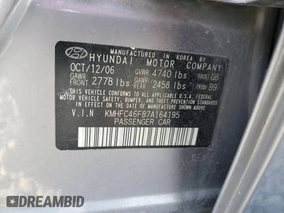 2007 Hyundai Azera SE с VIN KMHFC46F87A164195, выставлен на аукционе Copart как лот 52500115 с пробегом 191 835 миль миль и Списание • Salvage title. История ставок и продаж доступна на DreamBid. Изображение 14.