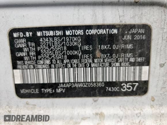 2016 Mitsubishi Outlander SE с VIN JA4AP3AW4GZ058360, выставлен на аукционе Copart как лот 80326535 с пробегом 141 237 миль миль и Списание • Salvage title. История ставок и продаж доступна на DreamBid. Изображение 13.