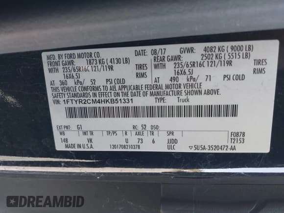 ✅ 2017 Ford Transit • VIN: 1FTYR2CM4HKB51331 • Лот: 41825000. Опубликован ранее на IAAI с пробегом 70 795 миль. Бесплатный доступ к архиву аукционных продаж из США и подробный отчёт об истории автомобиля на DreamBid. Изображение 9.